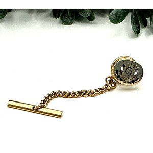 Vintage Gold-Toned Tie Tack With Chain & Bar